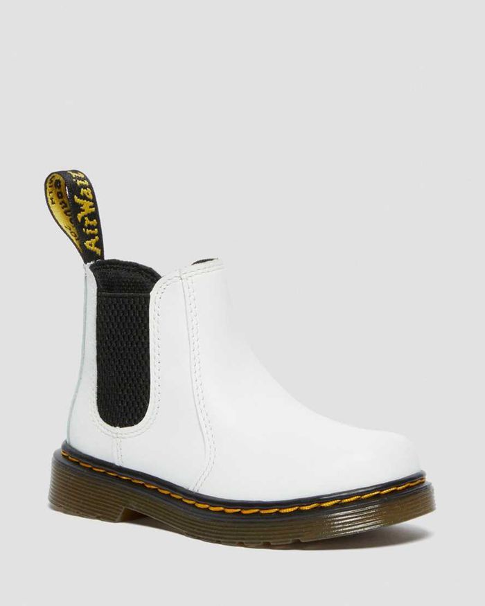 Dr Martens Støvler Barn Hvite Toddler 2976 Læder Chelsea 1205HIESD